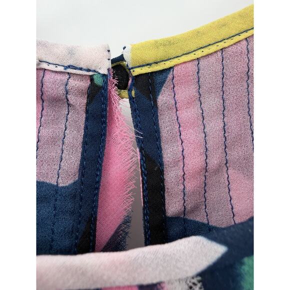 Lafayette 148 New York Sleeveless Pleated Abstract Top Size S Feathered Edge - Picture 4 of 9